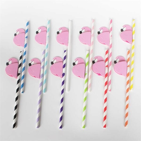 Flamingo Decorations Cocktail Paper Drinking Straw - 图片 2