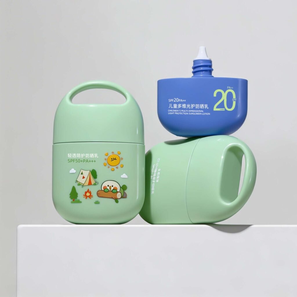 Sunscreen bottle with lanyard