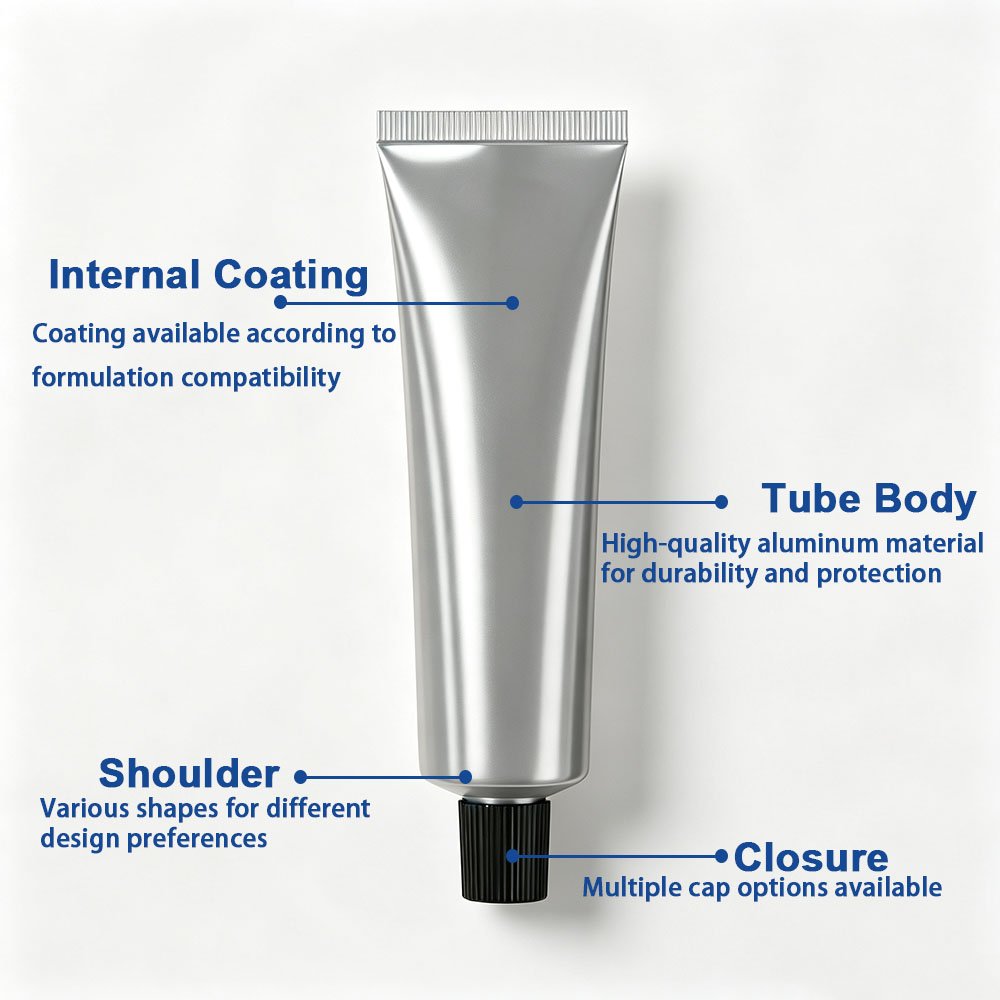 Aluminum tube structures offer excellent barrier protection against light, oxygen, and moisture. They are lightweight, durable, and easy to shape for convenient product dispensing. With suitable internal coatings, aluminum tubes can provide good compatibility with various cosmetic formulations. Their smooth metal surface also supports high-quality printing and decoration, making them suitable for premium skincare and cosmetic packaging.