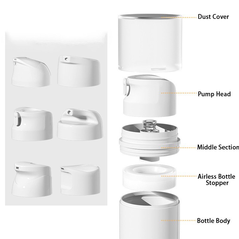 PCR airless pump bottle packaging nozzle tip detail