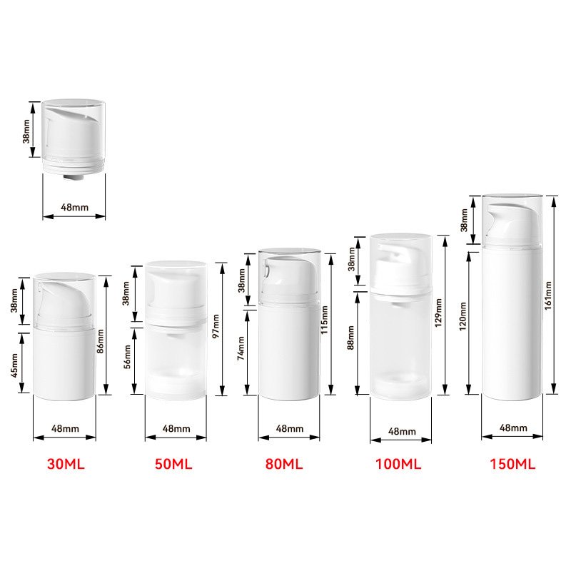 PCR airless pump bottle packaging side view
