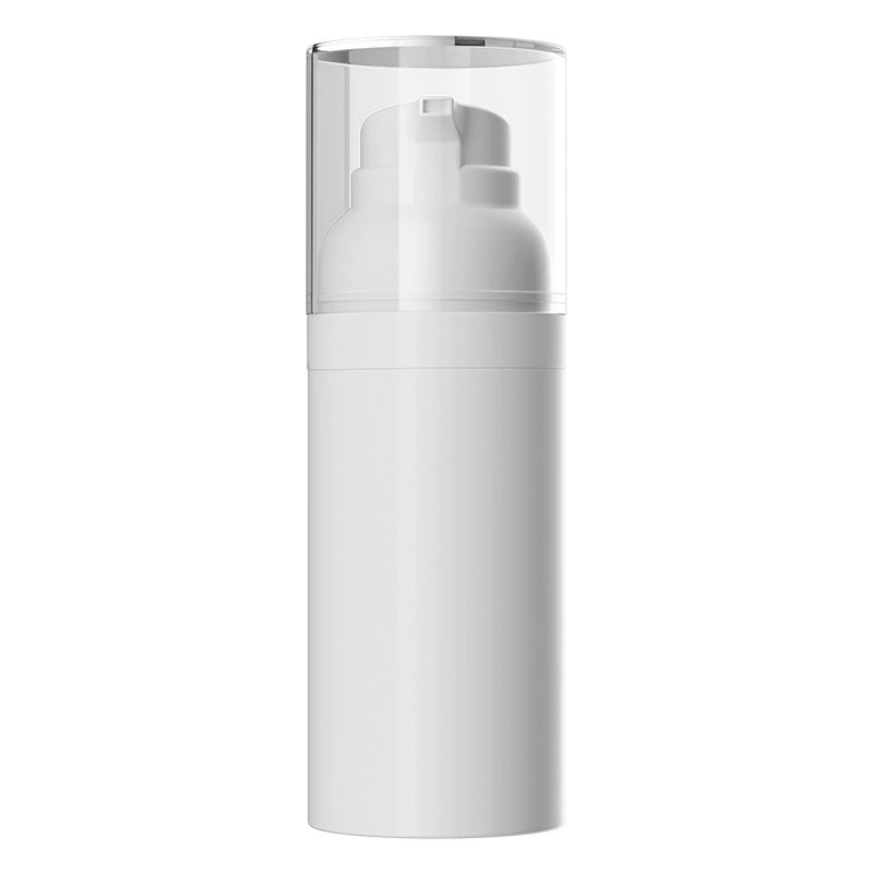 Bio‑based airless pump bottle packaging closeup details