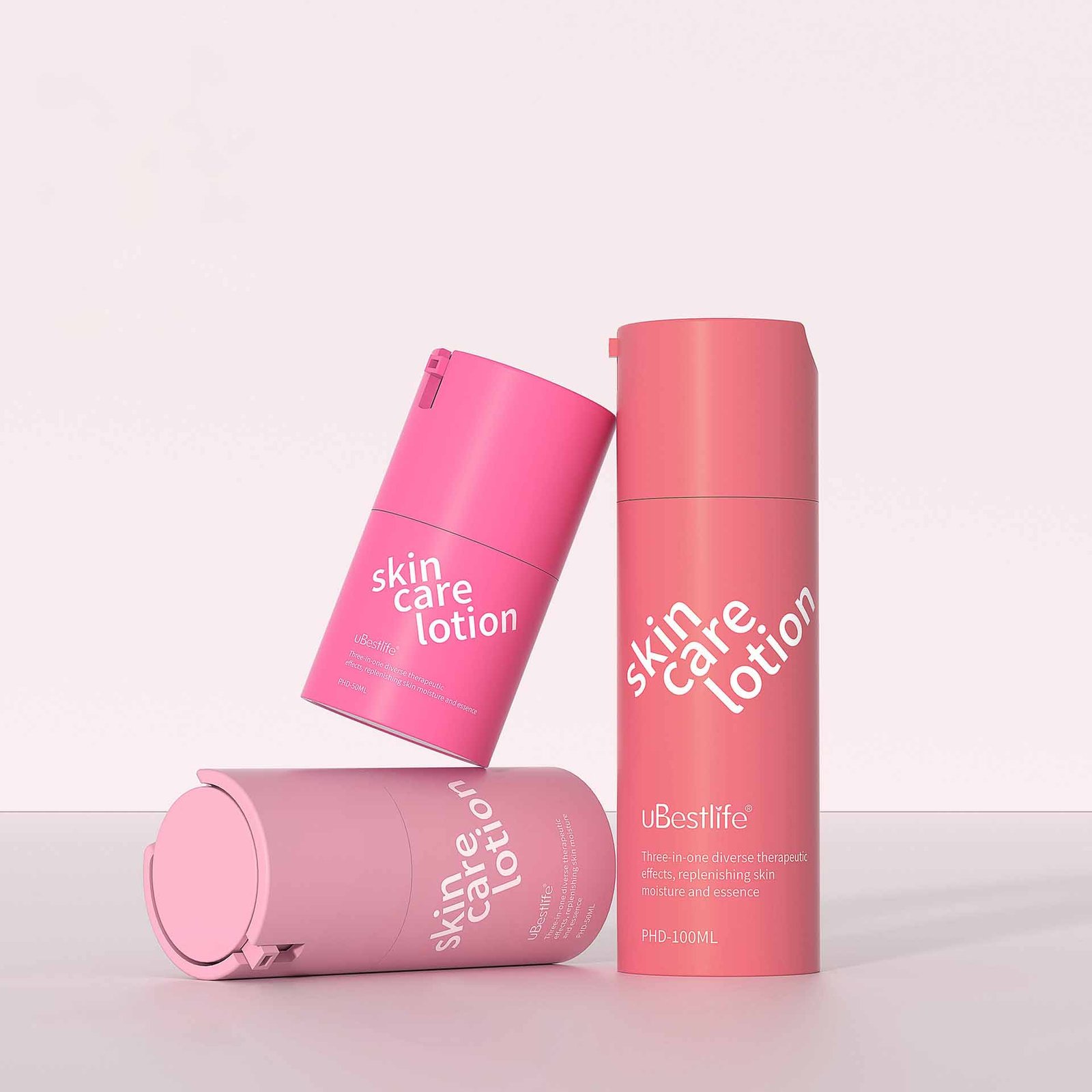 Colorful airless pump bottle packaging nozzle tip detail