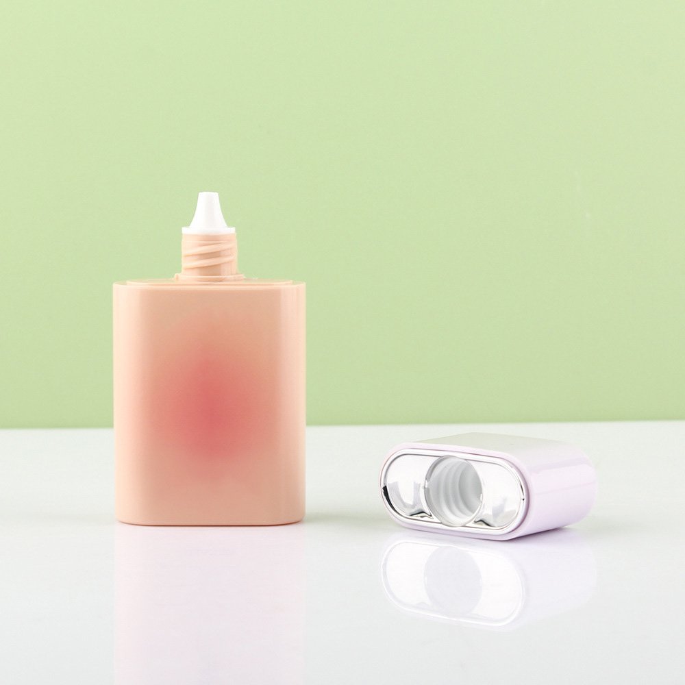 Side view of empty custom sunscreen cosmetic bottle