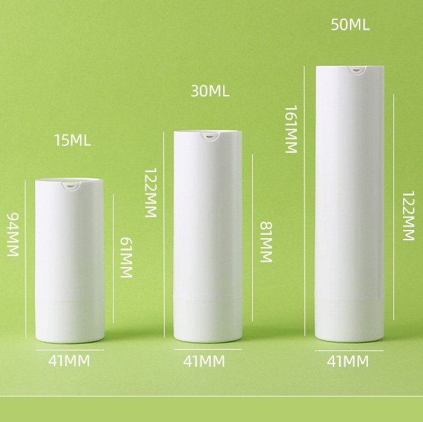 Eco friendly airless skincare bottle closeup details