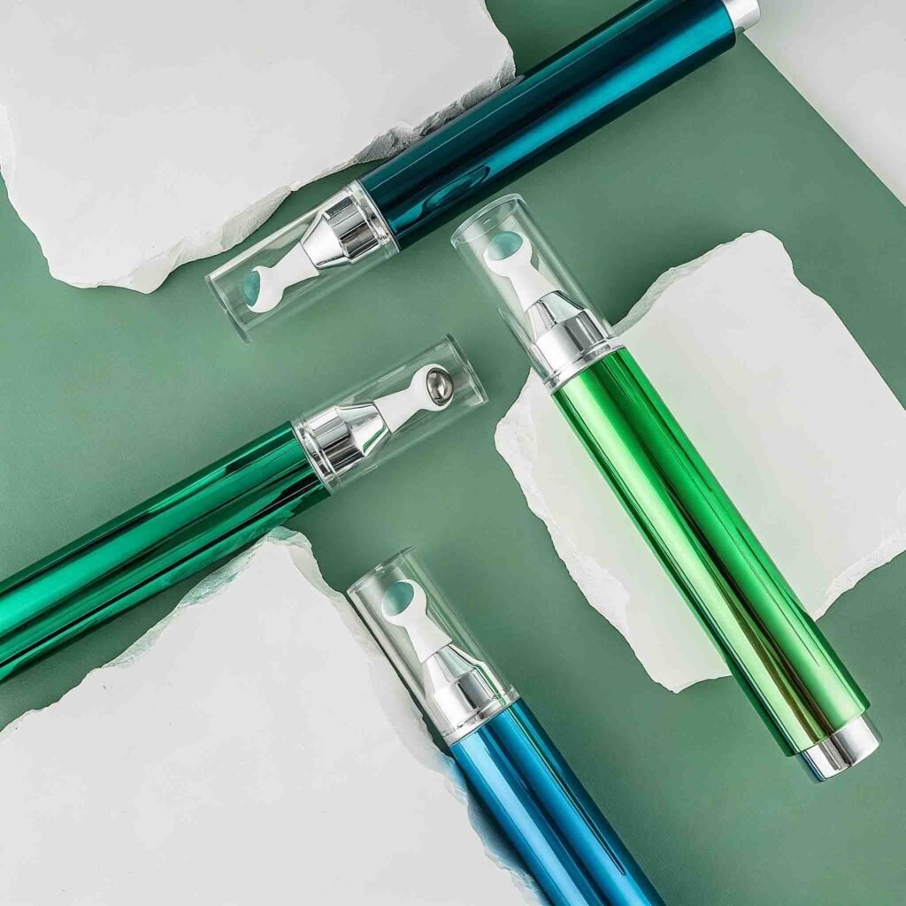 Eye cream applicator tube with massage application head