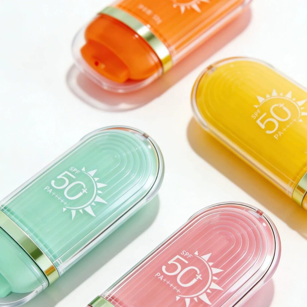 Luxury sunscreen bottle packaging with premium pump design for cosmetic brands