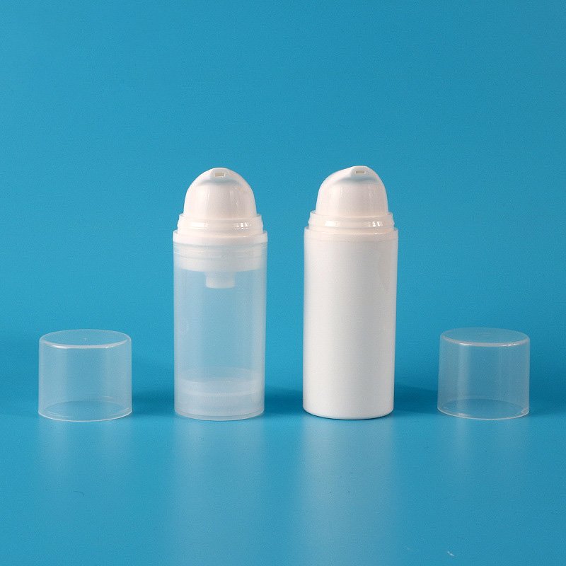 Mono material PP airless pump bottle closeup details