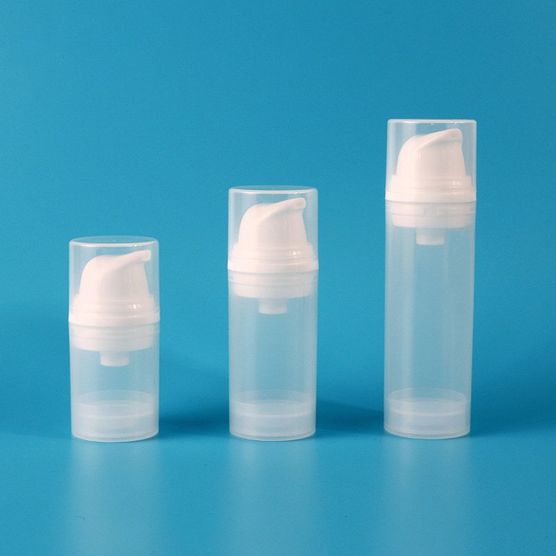 Mono material PP airless pump bottle nozzle tip detail