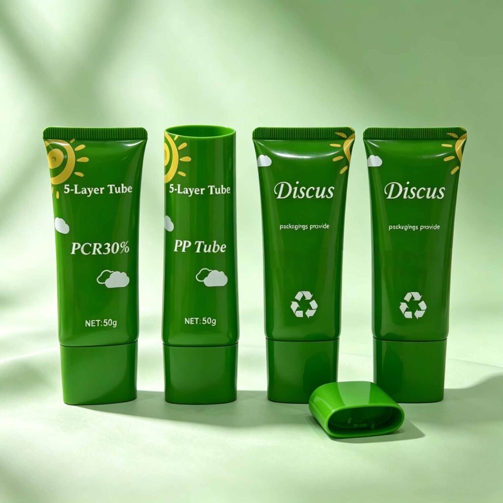 Eco-friendly PCR cosmetic tube packaging for custom skincare cream and serum