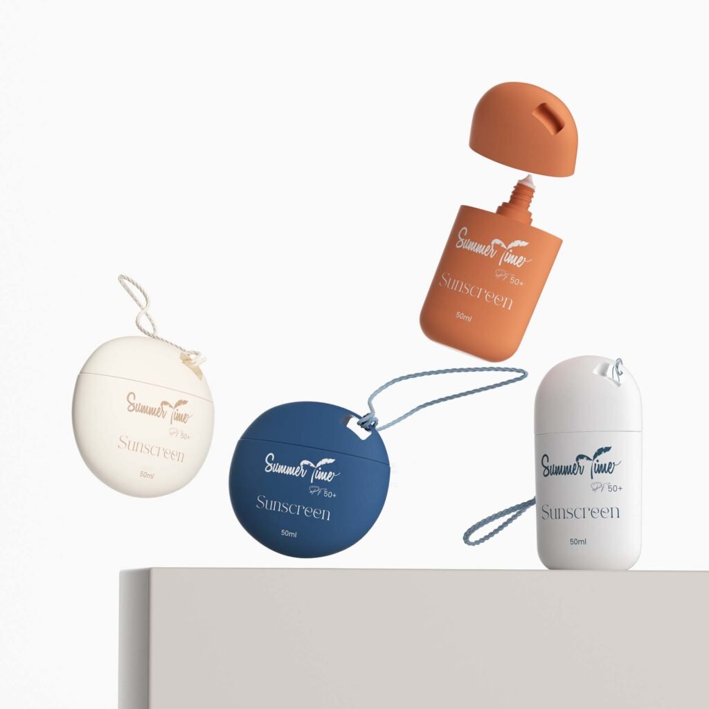 Various types portable sunscreen bottle with string packaging for cosmetics
