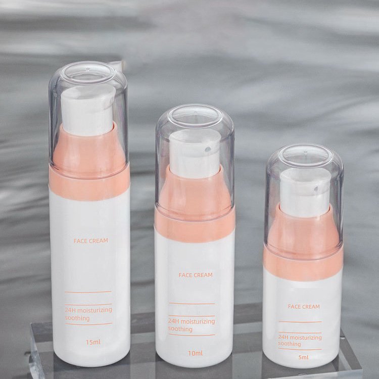 Round airless pump bottle packaging for skincare and cosmetics