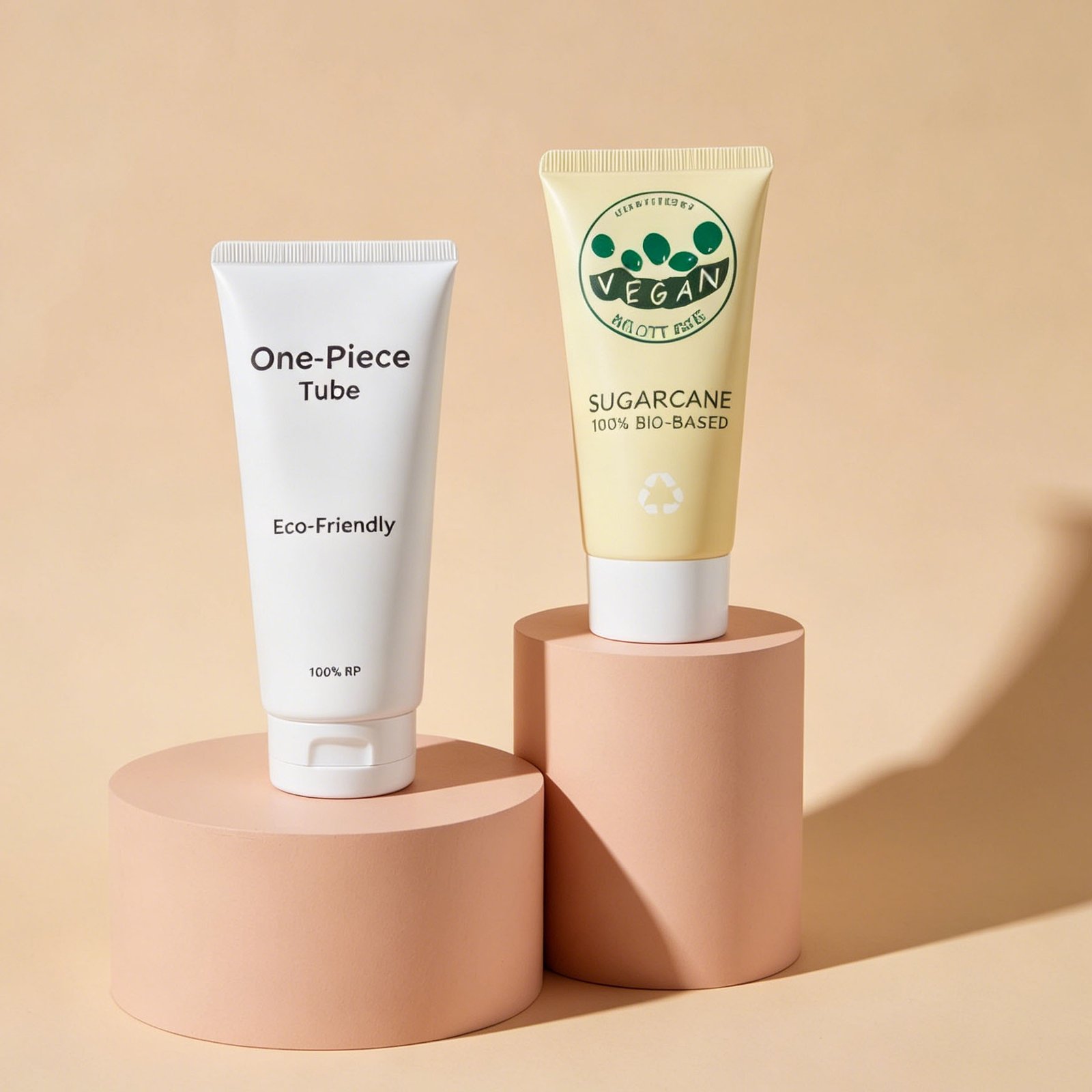 Sugarcane cosmetics tube packaging blank closeup