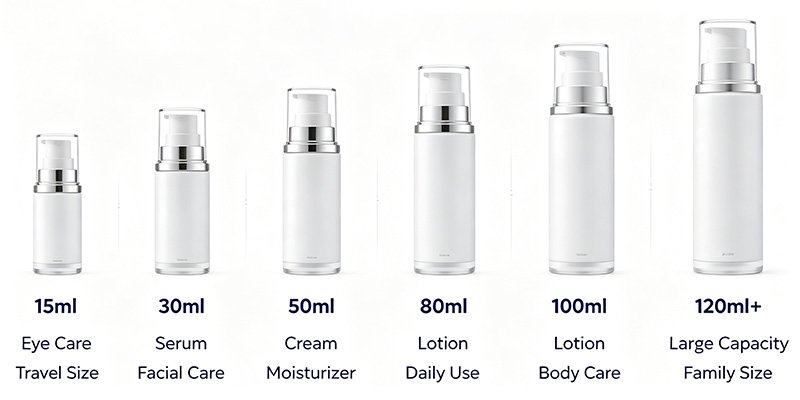What capacity options are available for classic airless pump bottle packaging?