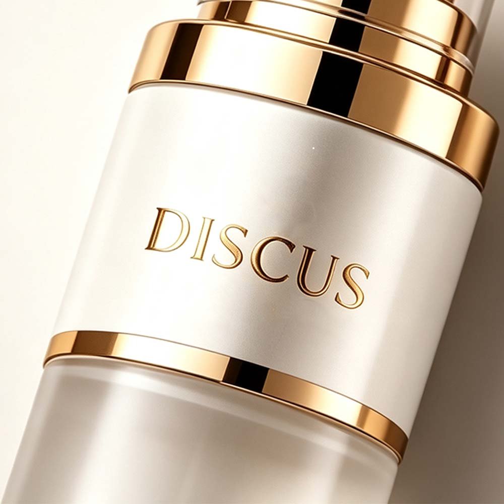 Showcase of Hot Stamping Effects Gold airless bottle