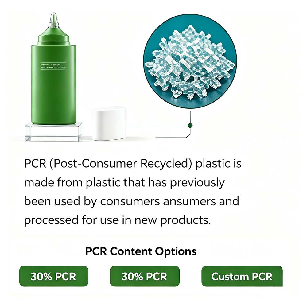 PCR (Post-Consumer Recycled) plastic is made from plastic that has previously been used by consumers ansumers and processed for use in new products.