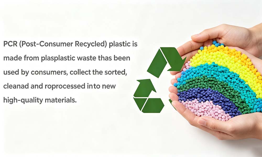 What Is PCR Plastic? PCR (Post-Consumer Recycled) plastic is made from plastic waste that has been used by consumers, collected, sorted, cleaned and reprocessed into new high-quality materials.