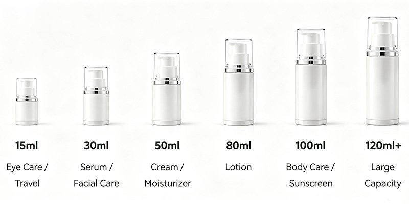 How do you choose the desired size for airless pump bottle packaging?