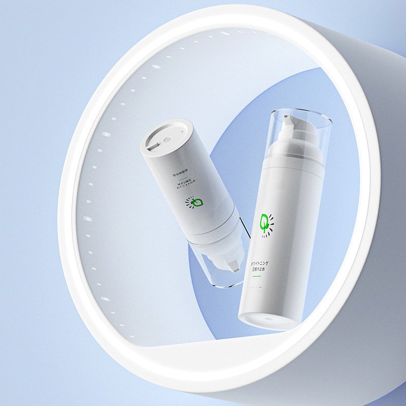 Bio based airless pump bottle packaging made from renewable materials for cosmetics